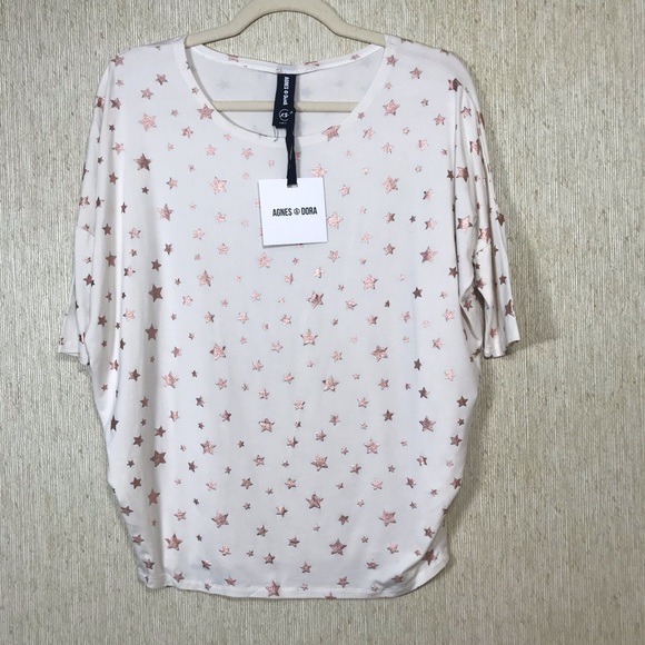Agnes & Dora Tops - NWT AGNES & DORA Dolman Tunic Cream Star, Size XS